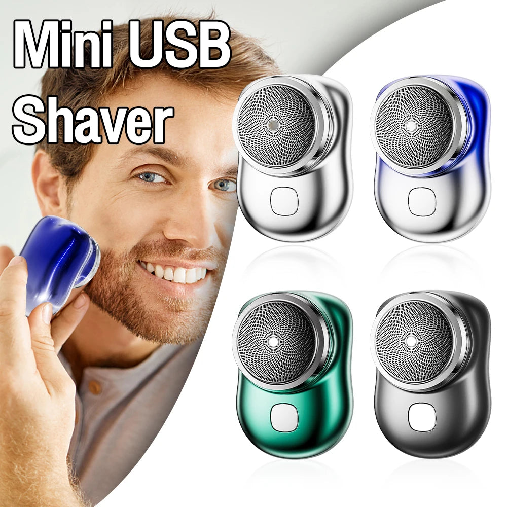 Afeitadora Mini Eléctrica USB Portátil Maquinilla de Afeitar Barba Para  Hombre